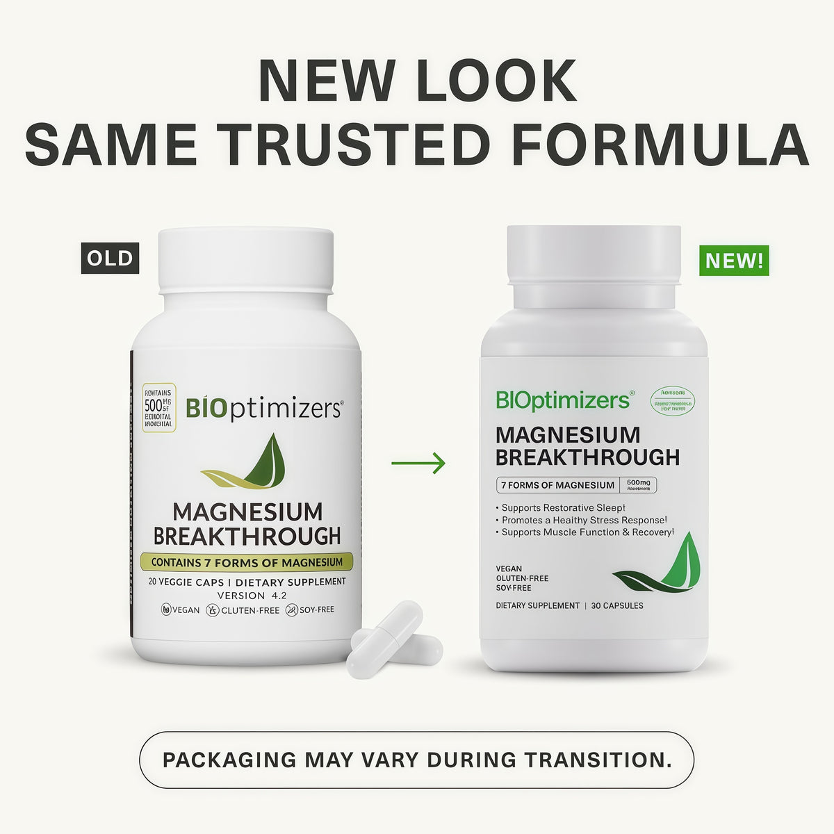 BIOptimizers Magnesium Breakthrough 500mg, 7 Forms of Magnesium 30 Capsules Glycinate, Malate, Citrate & More for Restful Sleep, Stress Resilience & Muscle Recovery